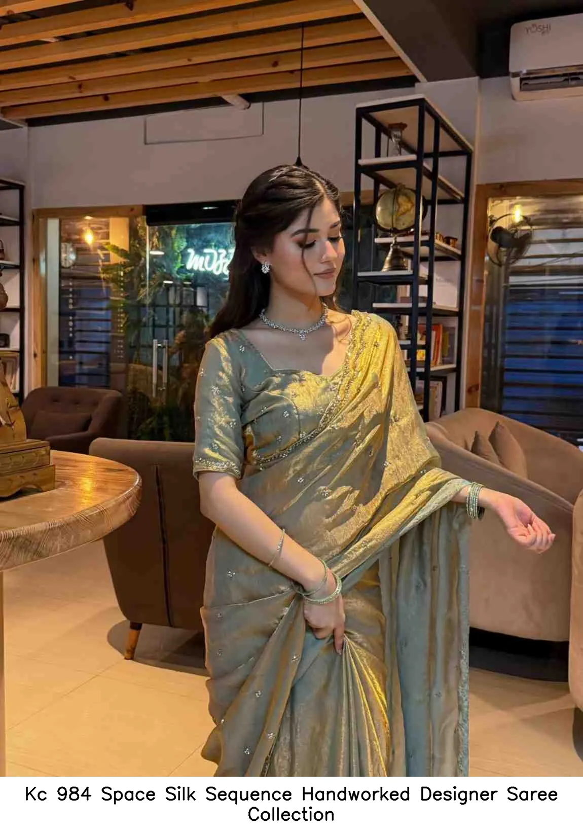 Kc 984 Space Silk Sequence Handworked Designer Saree Collection - Image 7