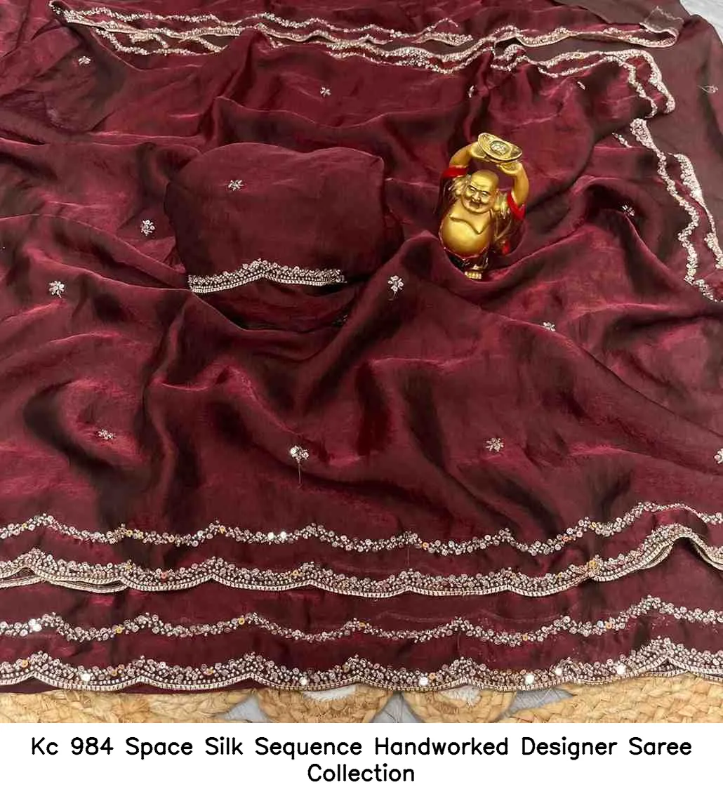 Kc 984 Space Silk Sequence Handworked Designer Saree Collection - Image 8