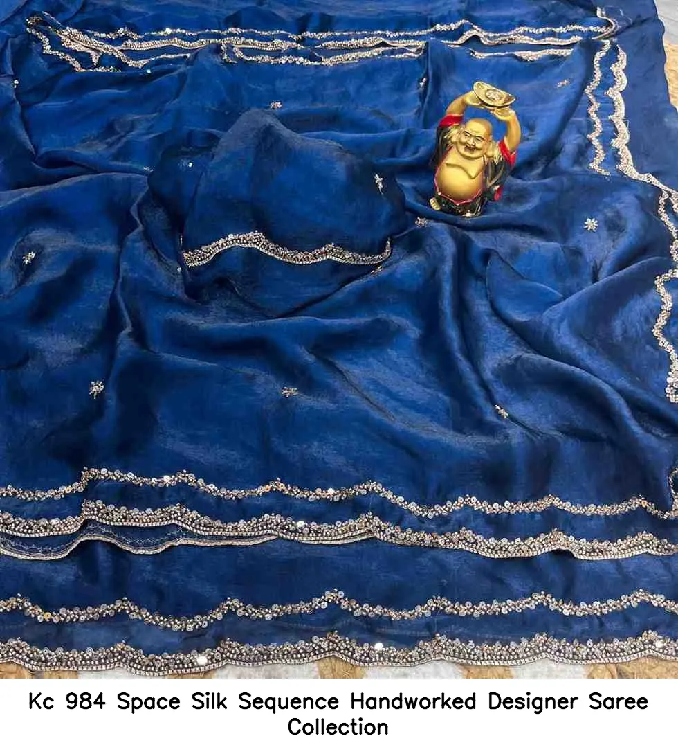 Kc 984 Space Silk Sequence Handworked Designer Saree Collection - Image 9