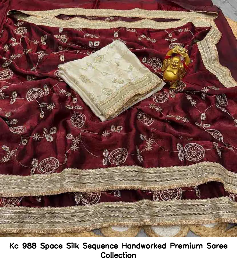 Kc 988 Space Silk Sequence Handworked Premium Saree Collection - Image 10
