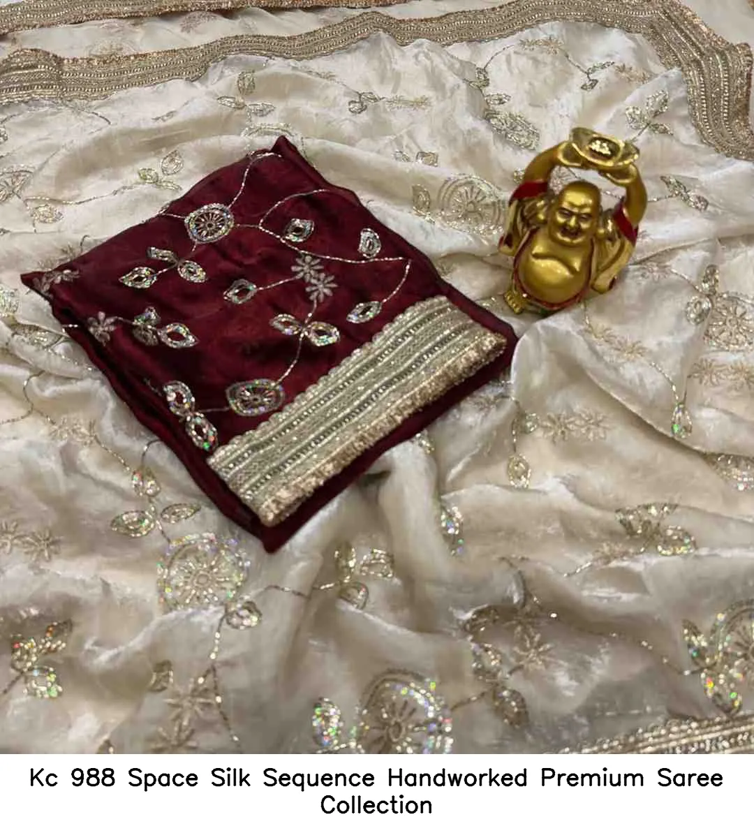 Kc 988 Space Silk Sequence Handworked Premium Saree Collection - Image 2