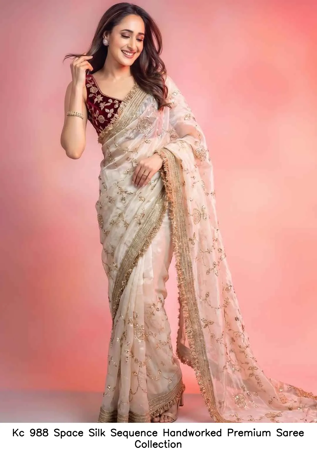 Kc 988 Space Silk Sequence Handworked Premium Saree Collection - Image 3