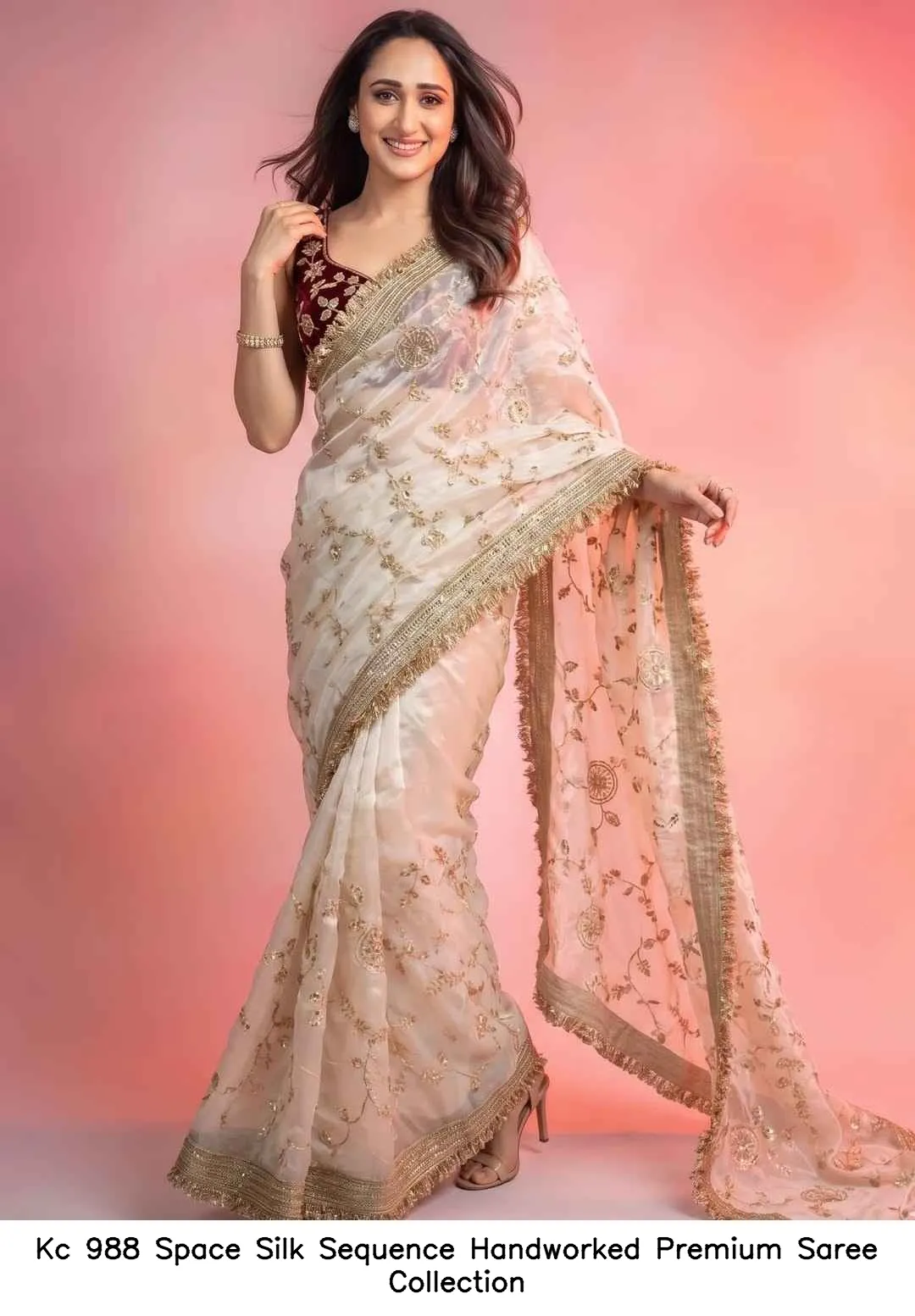 Kc 988 Space Silk Sequence Handworked Premium Saree Collection - Image 5