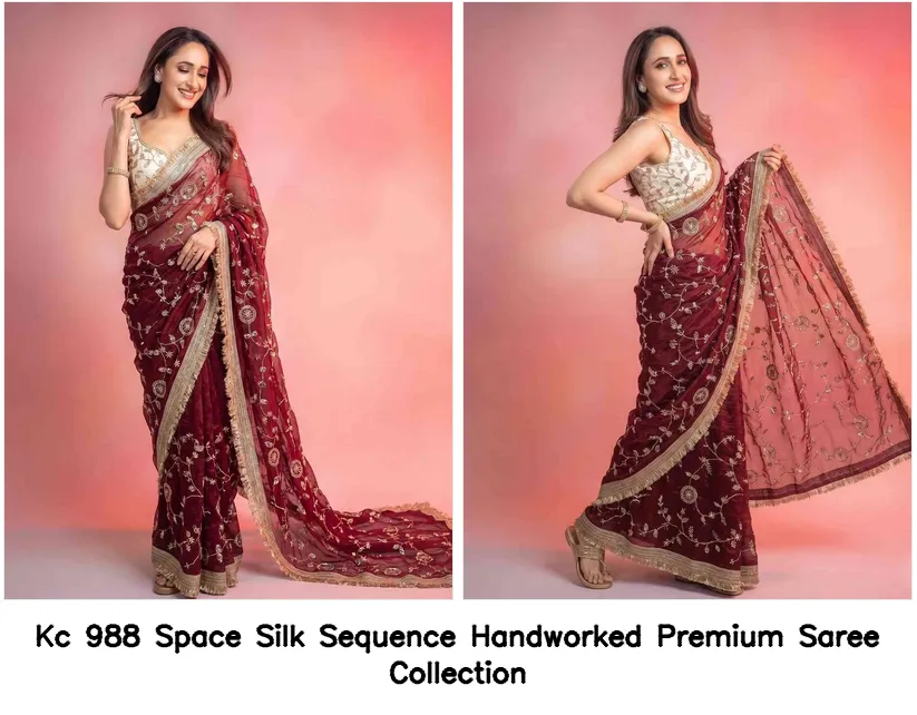 Kc 988 Space Silk Sequence Handworked Premium Saree Collection - Image 6