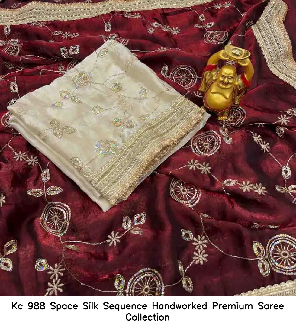 Kc 988 Space Silk Sequence Handworked Premium Saree Collection - Image 8