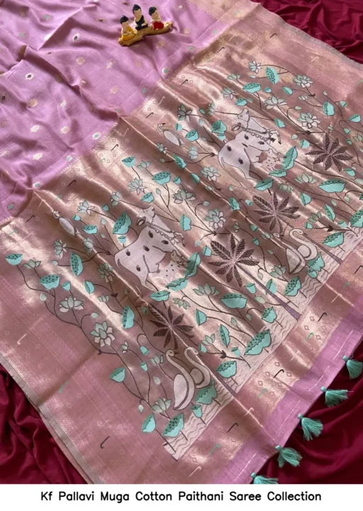Kf Pallavi Muga Cotton Paithani Saree Collection