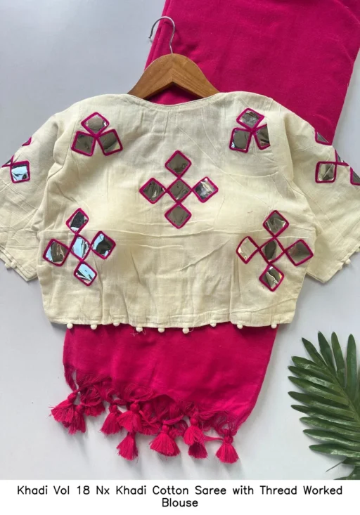 Khadi Vol 18 Nx Khadi Cotton Saree with Thread Worked Blouse