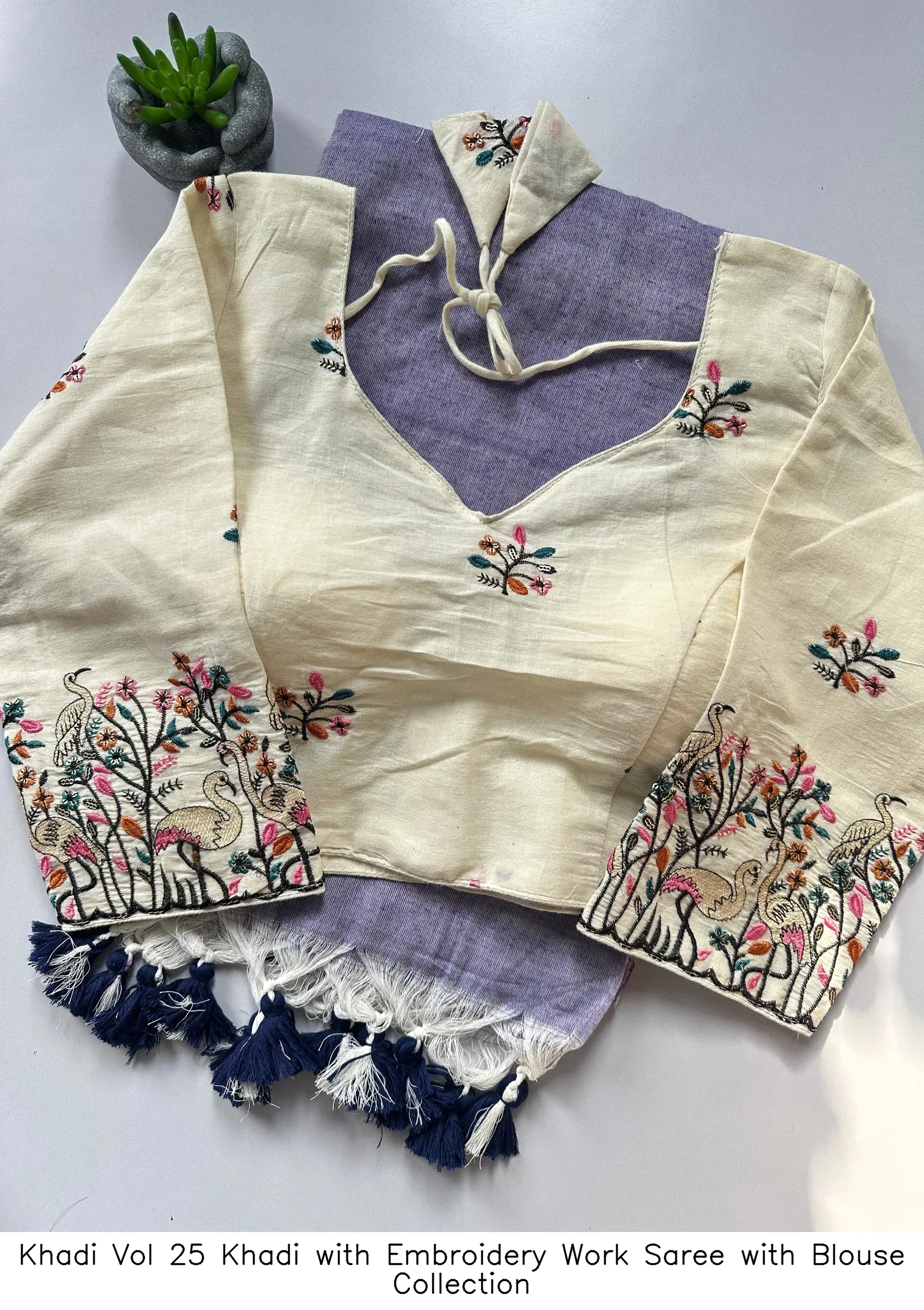 Khadi Vol 25 Khadi with Embroidery Work Saree with Blouse Collection - Image 12