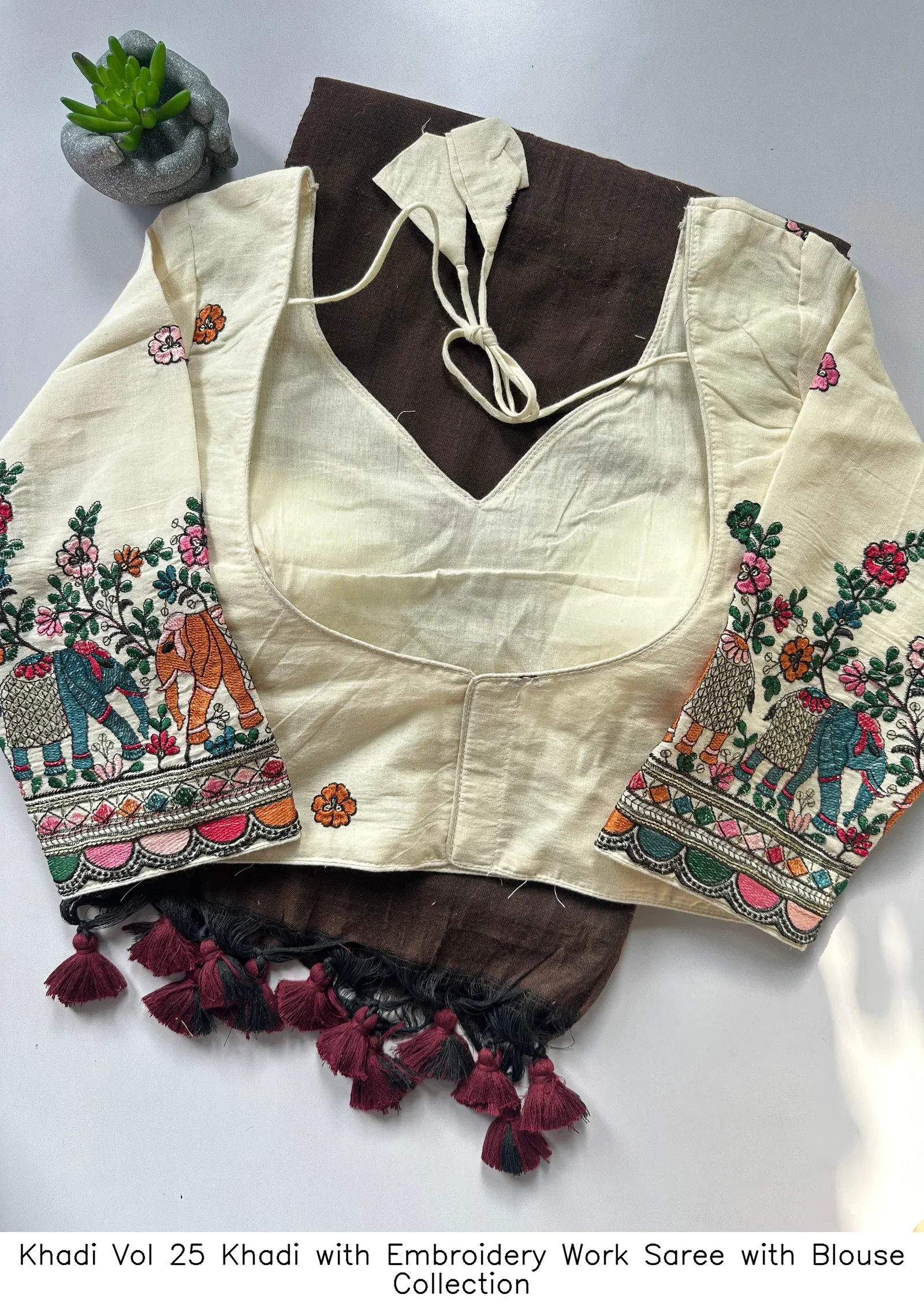 Khadi Vol 25 Khadi with Embroidery Work Saree with Blouse Collection - Image 7