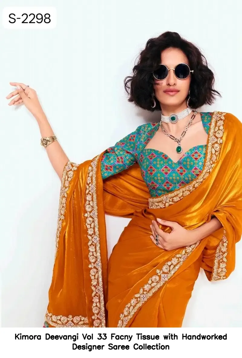 Kimora Deevangi Vol 33 Facny Tissue with Handworked Designer Saree Collection