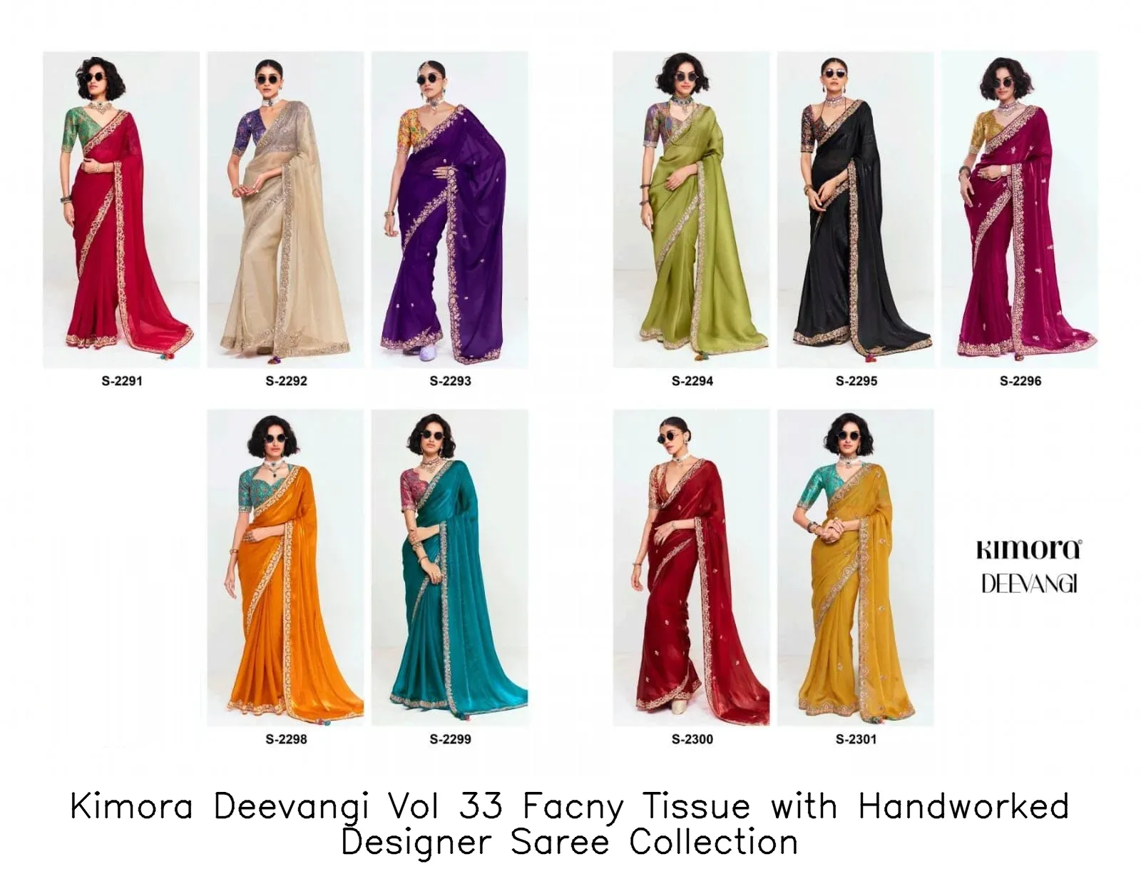 Kimora Deevangi Vol 33 Facny Tissue with Handworked Designer Saree Collection - Image 11