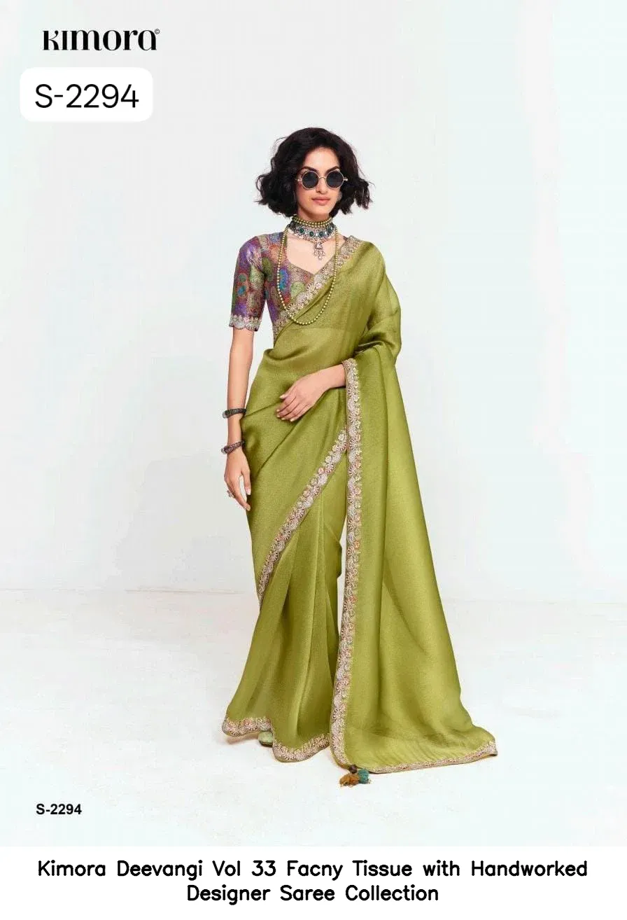 Kimora Deevangi Vol 33 Facny Tissue with Handworked Designer Saree Collection - Image 7