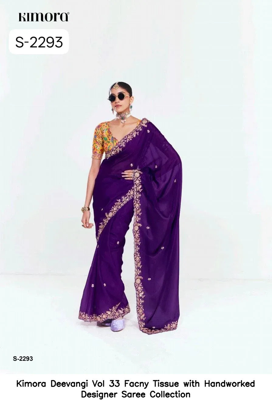 Kimora Deevangi Vol 33 Facny Tissue with Handworked Designer Saree Collection - Image 9