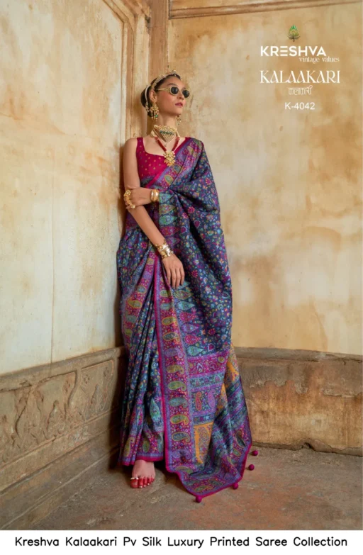 Kreshva Kalaakari Pv Silk Luxury Printed Saree Collection