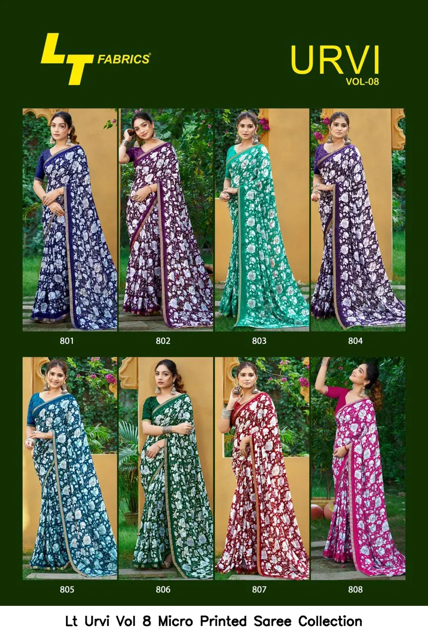Lt Urvi Vol 8 Micro Printed Saree Collection - Image 7