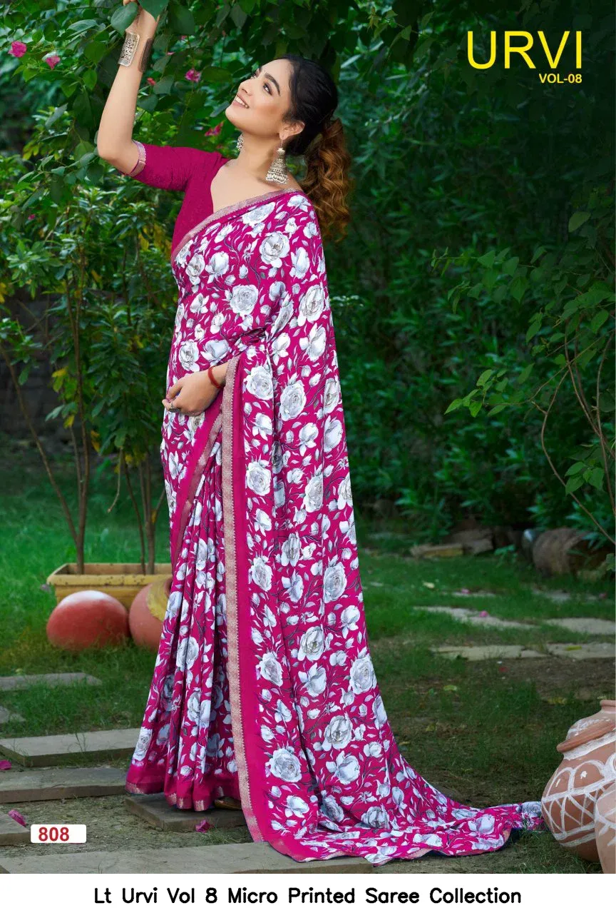Lt Urvi Vol 8 Micro Printed Saree Collection - Image 8