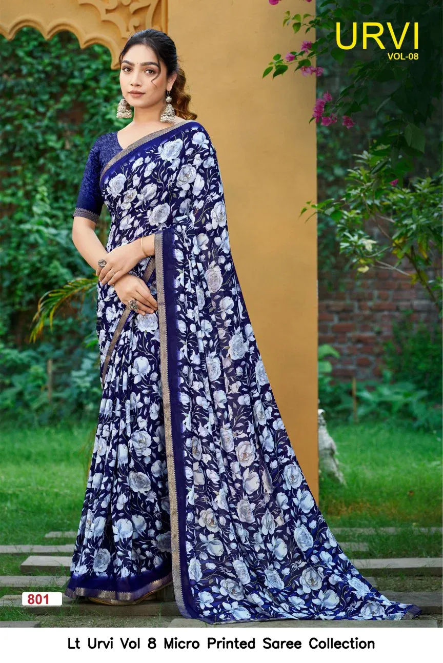 Lt Urvi Vol 8 Micro Printed Saree Collection - Image 9