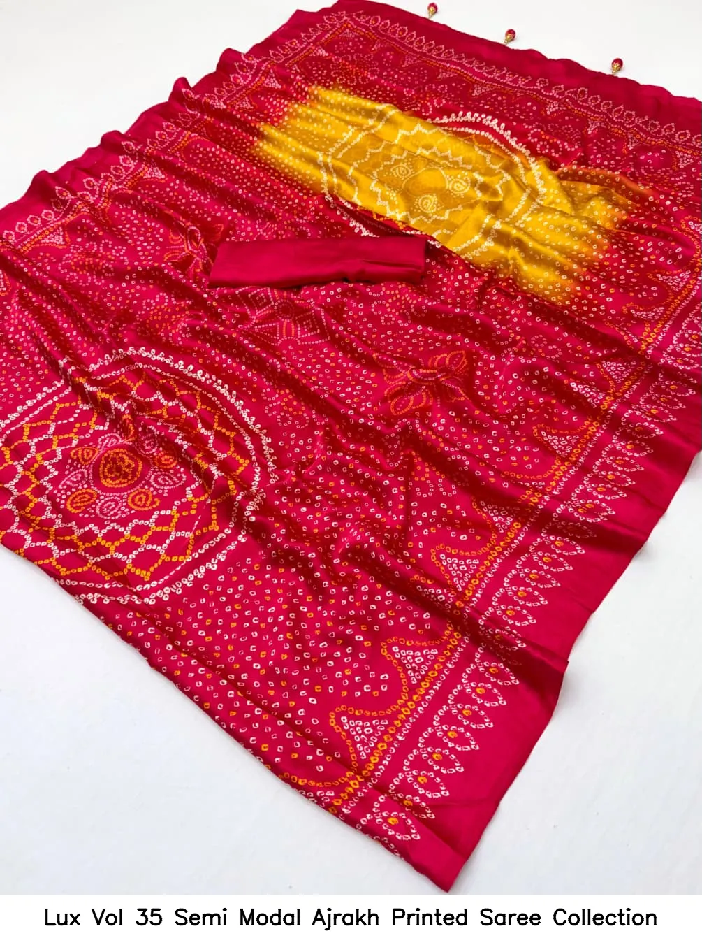 Lux Vol 35 Semi Modal Ajrakh Printed Saree Collection - Image 3