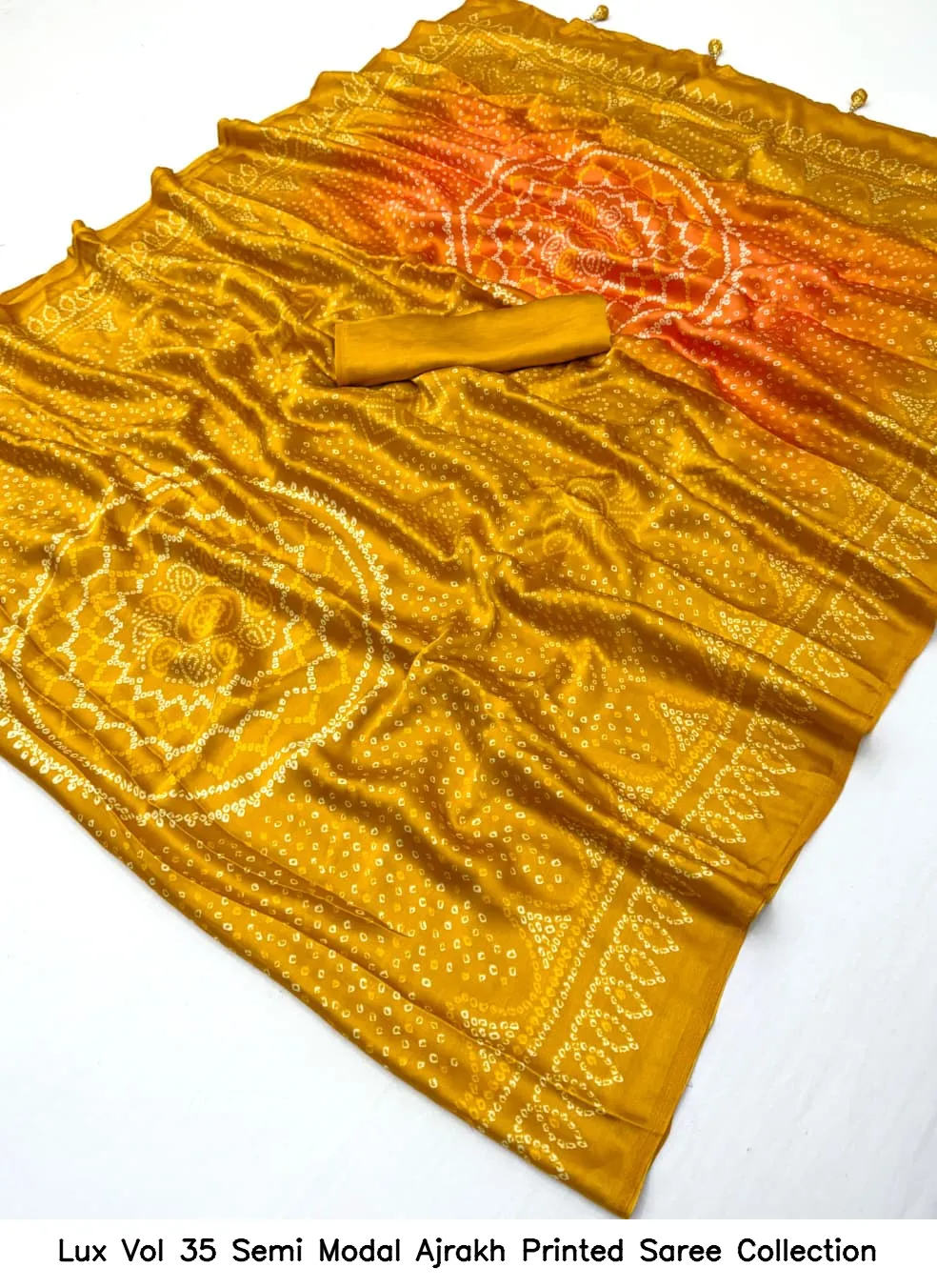 Lux Vol 35 Semi Modal Ajrakh Printed Saree Collection - Image 5