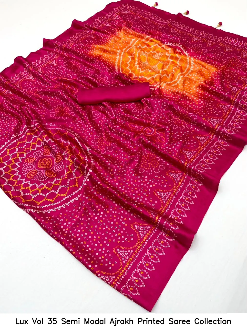 Lux Vol 35 Semi Modal Ajrakh Printed Saree Collection - Image 7