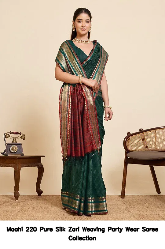 Maahi 220 Pure Silk Zari Weaving Party Wear Saree Collection - Image 2
