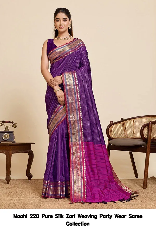 Maahi 220 Pure Silk Zari Weaving Party Wear Saree Collection - Image 5