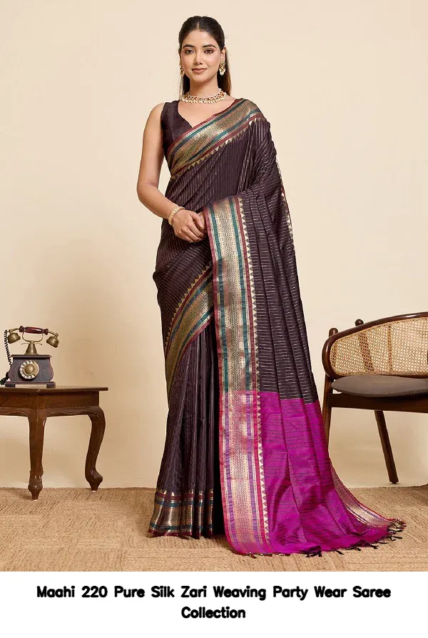 Maahi 220 Pure Silk Zari Weaving Party Wear Saree Collection - Image 6