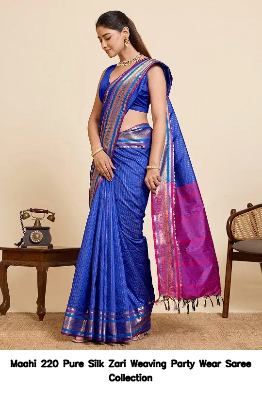 Maahi 220 Pure Silk Zari Weaving Party Wear Saree Collection - Image 7