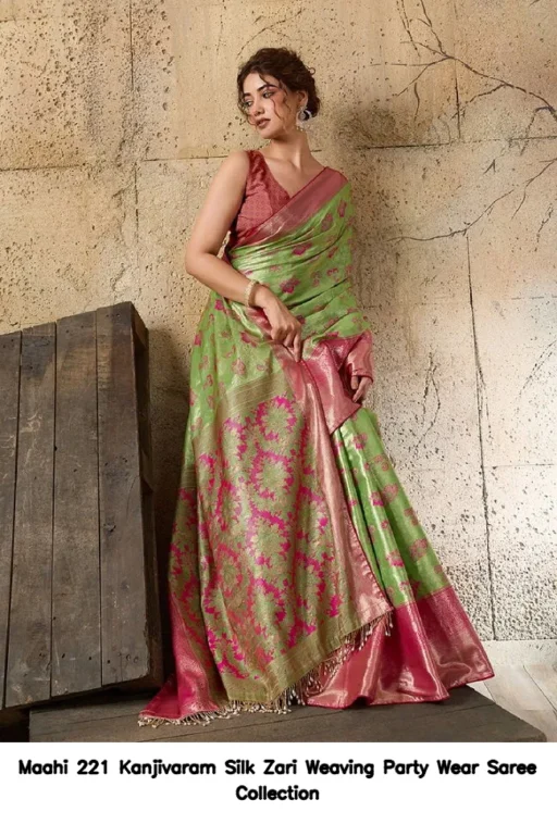 Maahi 221 Kanjivaram Silk Zari Weaving Party Wear Saree Collection