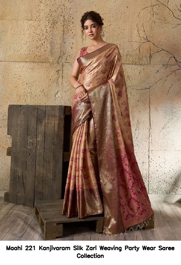 Maahi 221 Kanjivaram Silk Zari Weaving Party Wear Saree Collection - Image 5