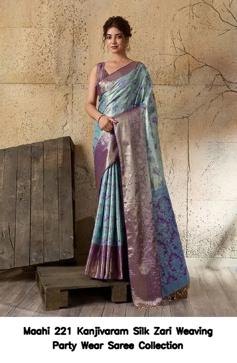 Maahi 221 Kanjivaram Silk Zari Weaving Party Wear Saree Collection - Image 7