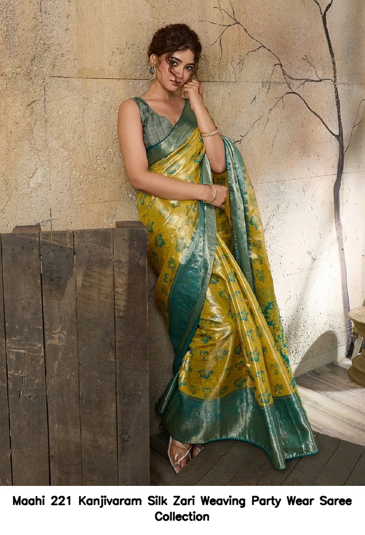 Maahi 221 Kanjivaram Silk Zari Weaving Party Wear Saree Collection - Image 8