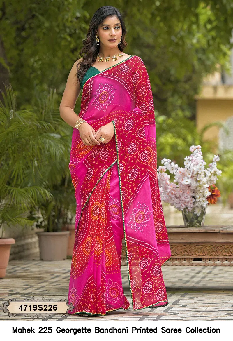 Mahek 225 Georgette Bandhani Printed Saree Collection - Image 3