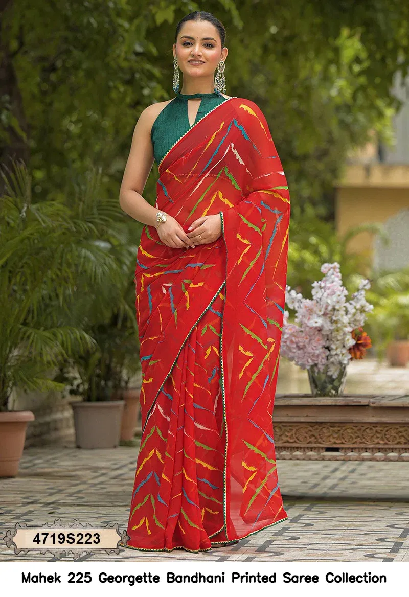 Mahek 225 Georgette Bandhani Printed Saree Collection - Image 4