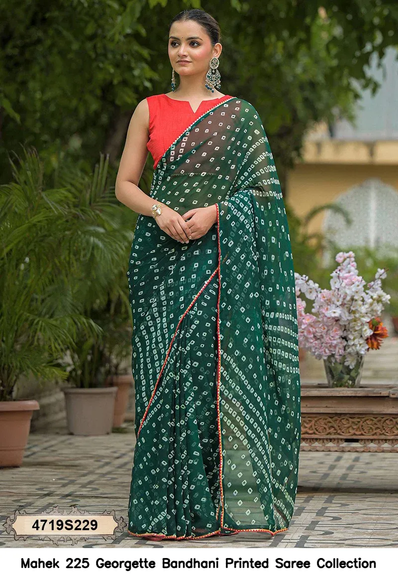 Mahek 225 Georgette Bandhani Printed Saree Collection - Image 5