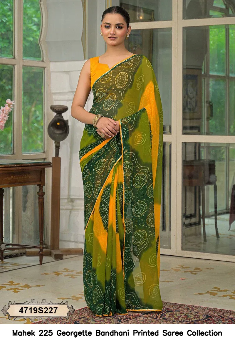 Mahek 225 Georgette Bandhani Printed Saree Collection - Image 6