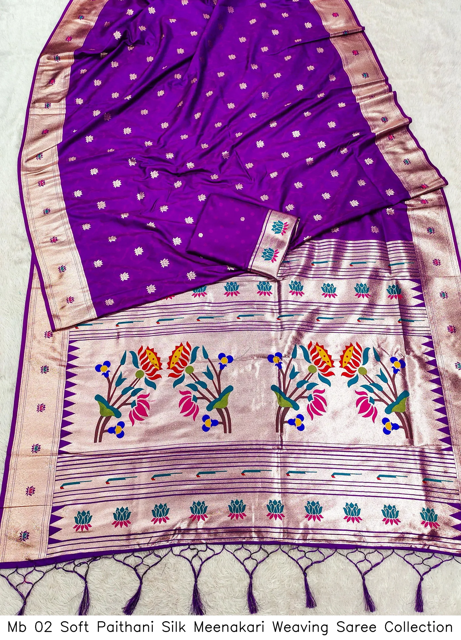 Mb 02 Soft Paithani Silk Meenakari Weaving Saree Collection