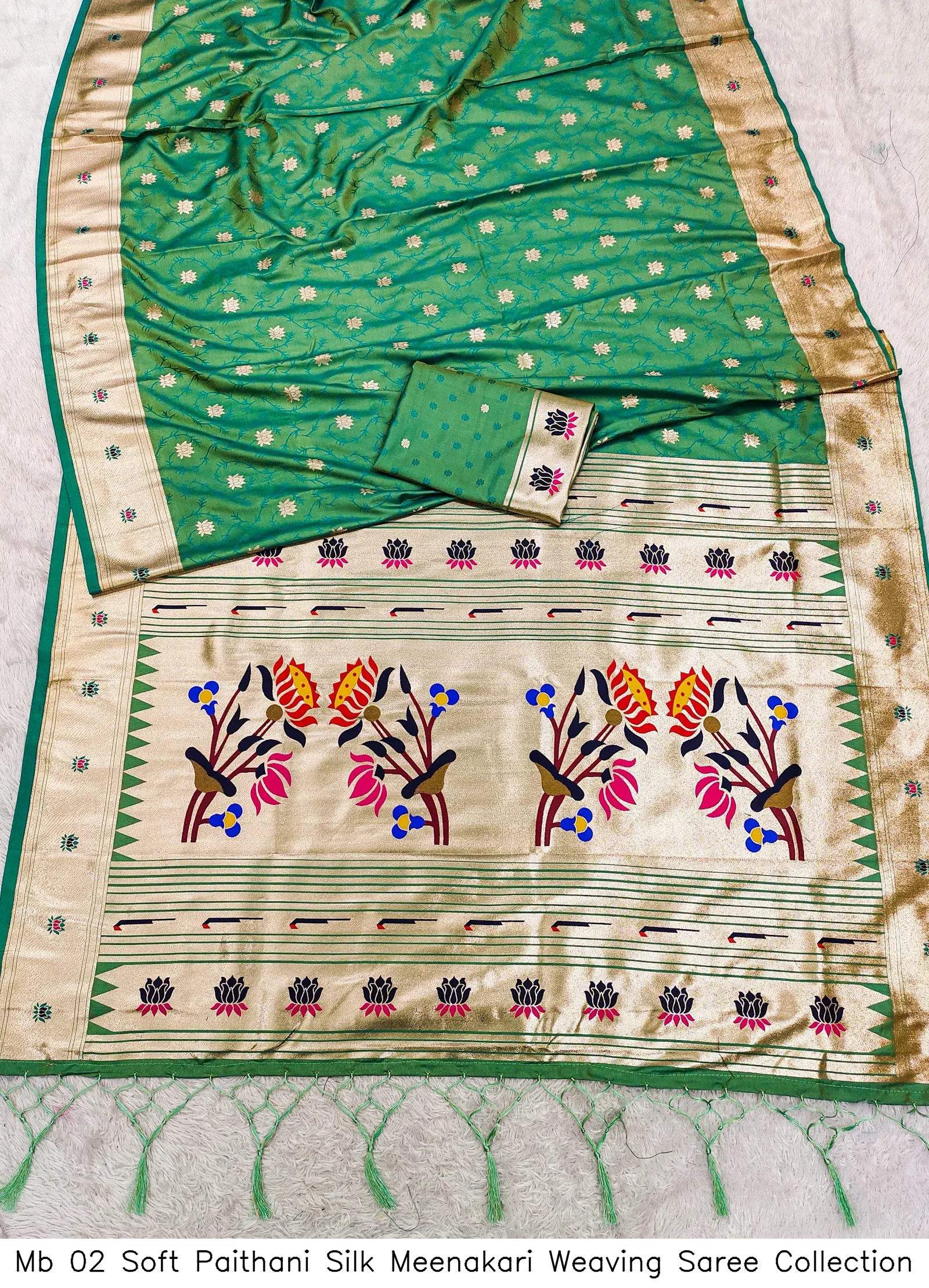 Mb 02 Soft Paithani Silk Meenakari Weaving Saree Collection - Image 10