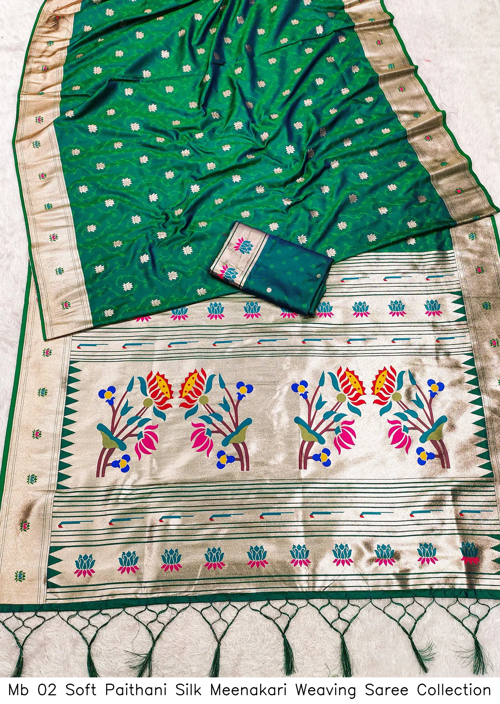 Mb 02 Soft Paithani Silk Meenakari Weaving Saree Collection - Image 3