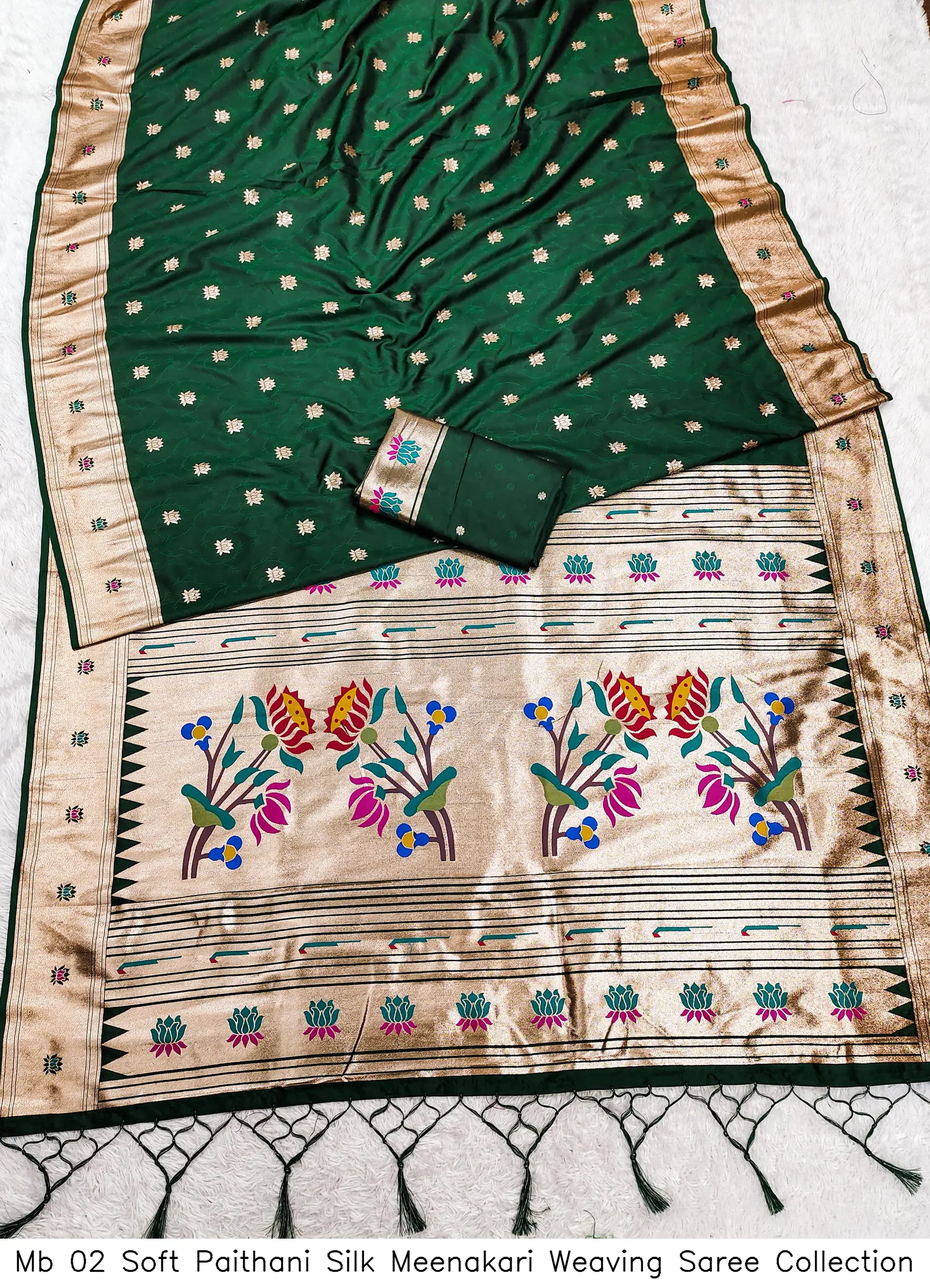 Mb 02 Soft Paithani Silk Meenakari Weaving Saree Collection - Image 5