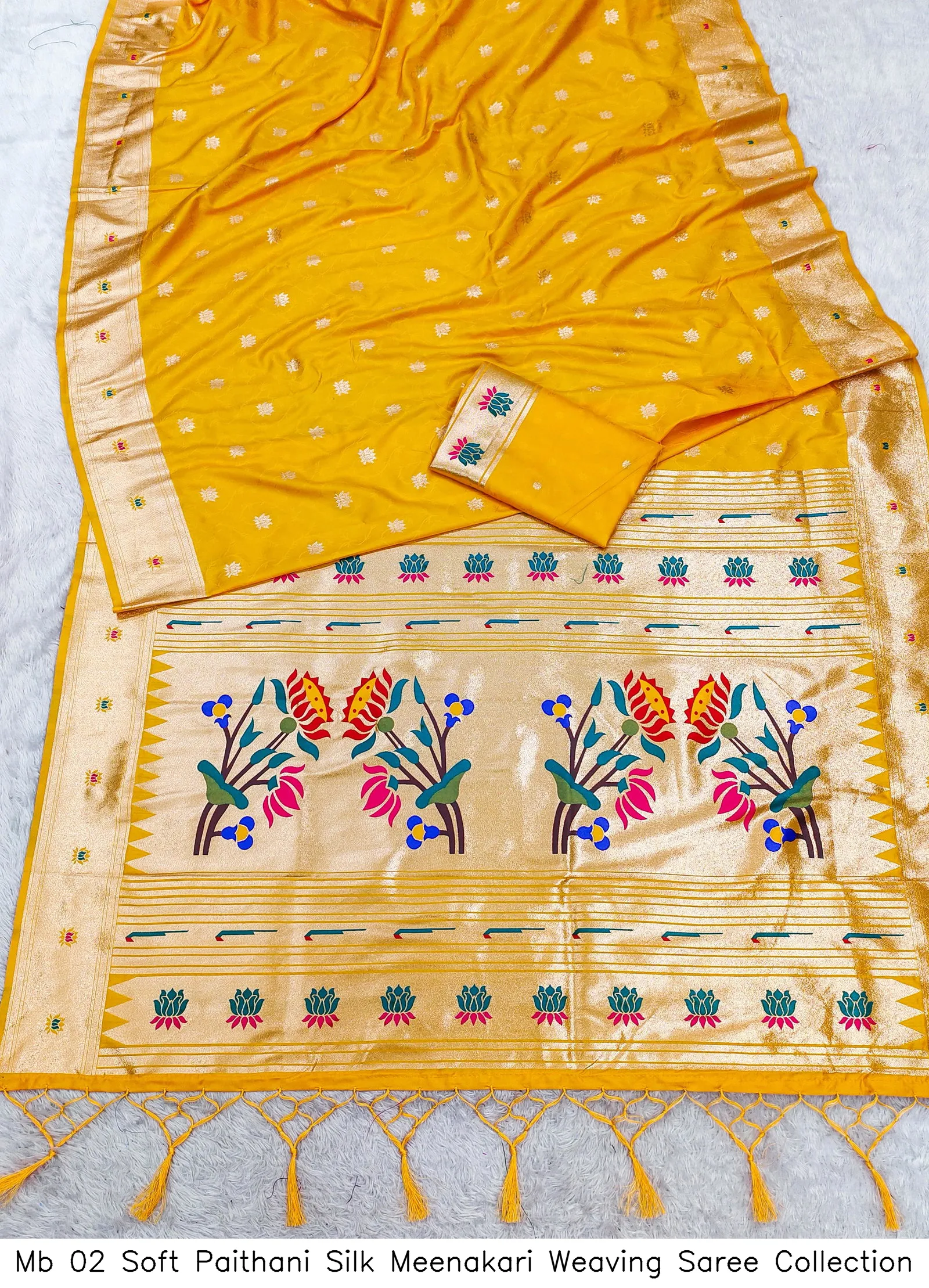 Mb 02 Soft Paithani Silk Meenakari Weaving Saree Collection - Image 6