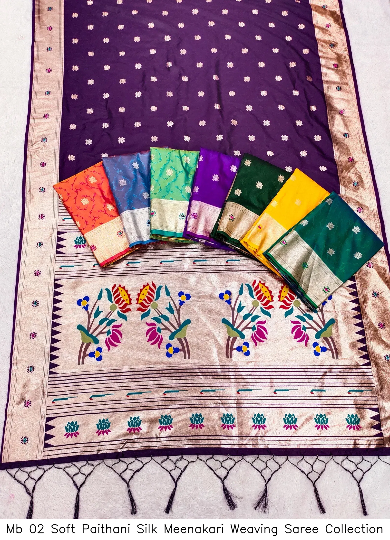 Mb 02 Soft Paithani Silk Meenakari Weaving Saree Collection - Image 7