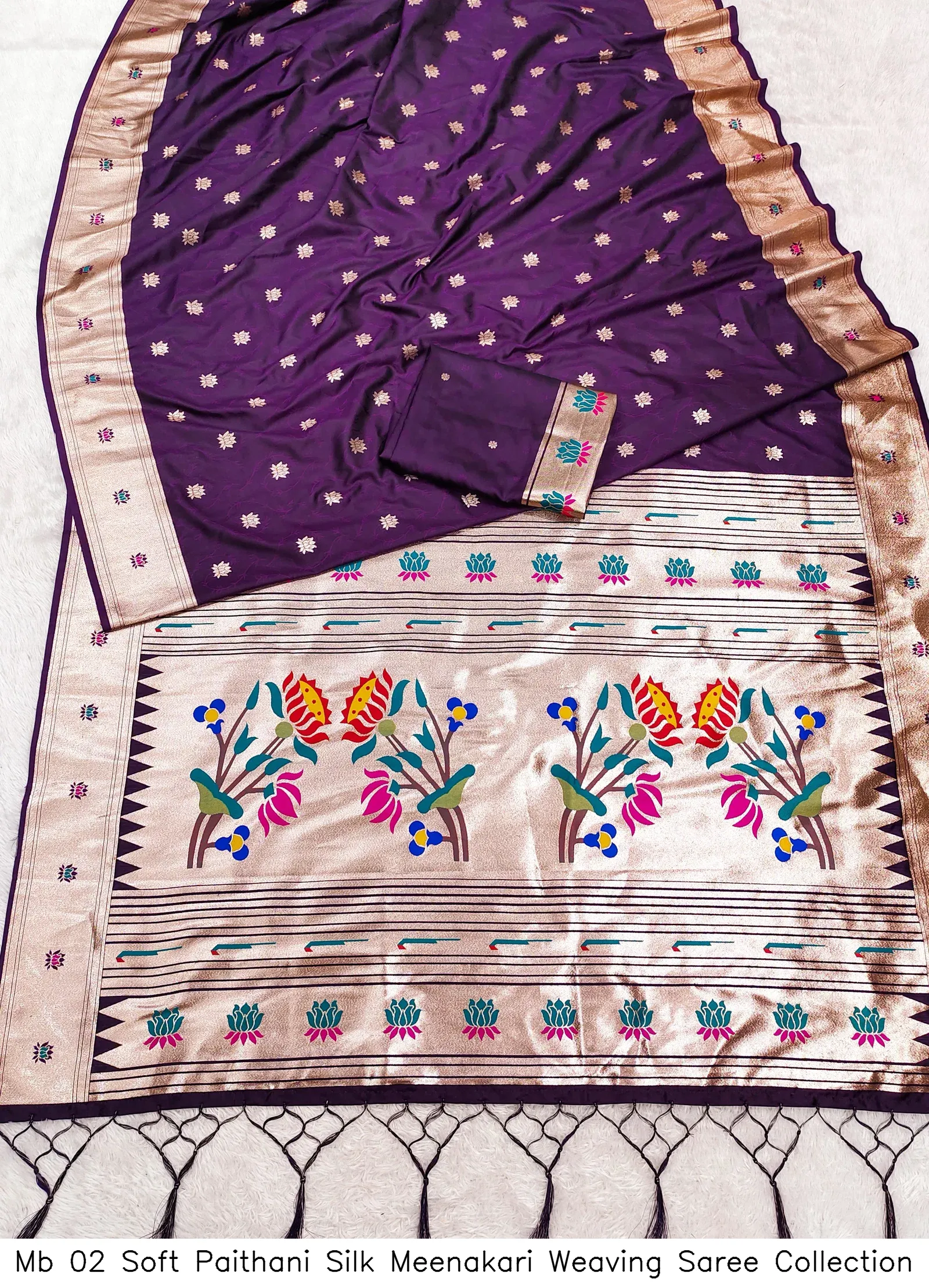 Mb 02 Soft Paithani Silk Meenakari Weaving Saree Collection - Image 8