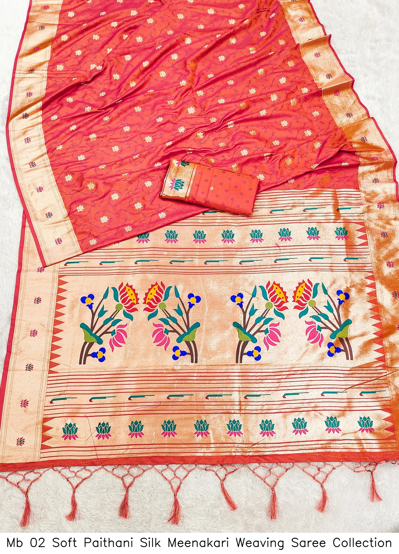 Mb 02 Soft Paithani Silk Meenakari Weaving Saree Collection - Image 9