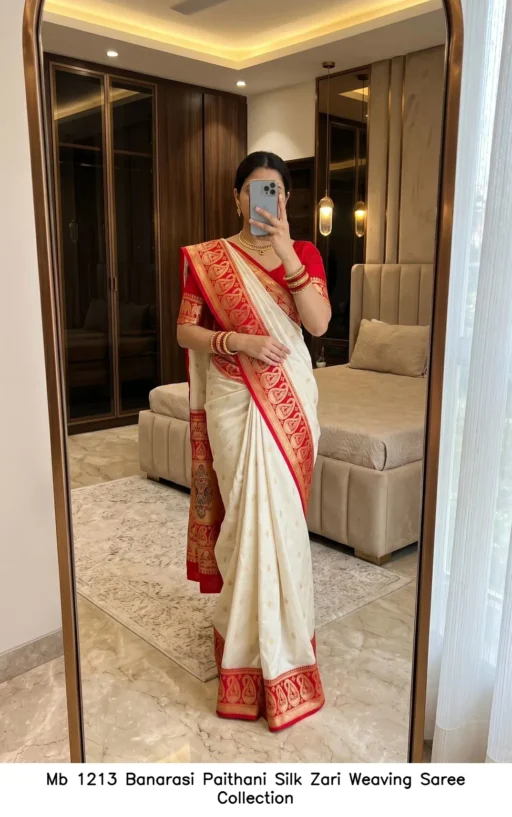 Mb 1213 Banarasi Paithani Silk Zari Weaving Saree Collection
