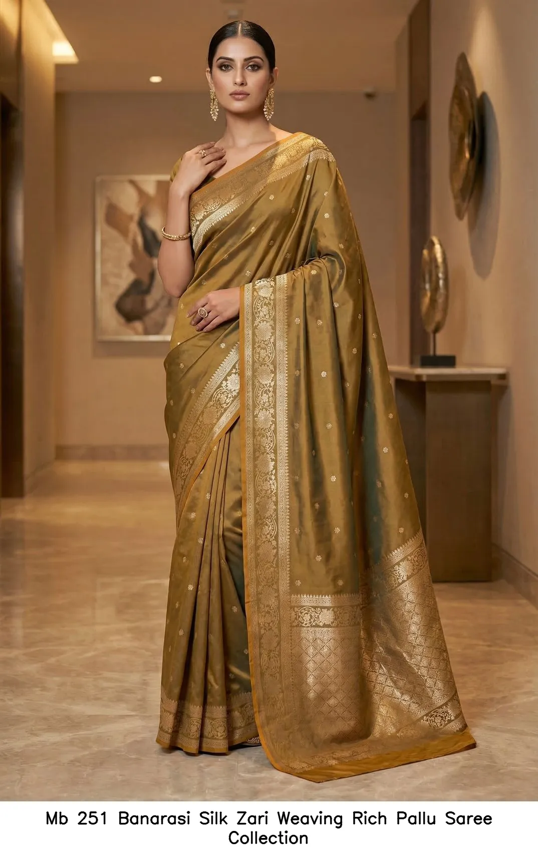 Mb 251 Banarasi Silk Zari Weaving Rich Pallu Saree Collection - Image 2