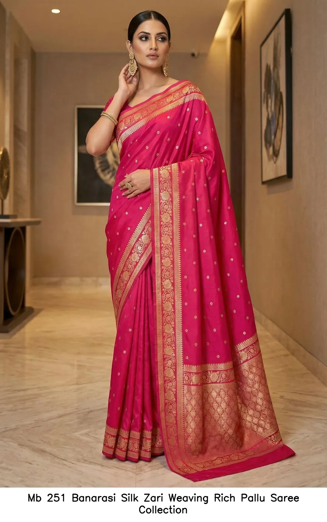 Mb 251 Banarasi Silk Zari Weaving Rich Pallu Saree Collection - Image 3