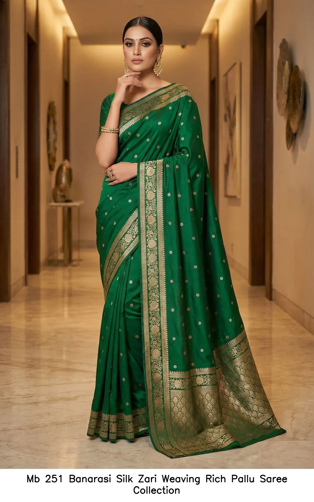 Mb 251 Banarasi Silk Zari Weaving Rich Pallu Saree Collection - Image 4