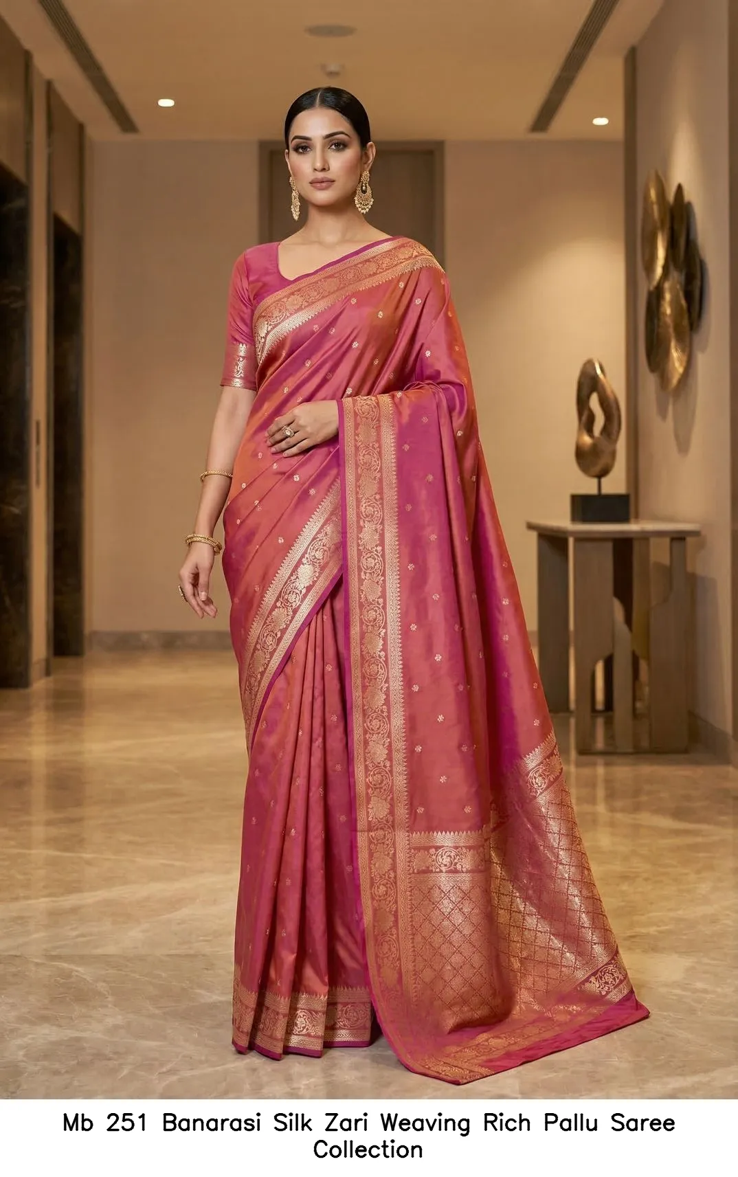 Mb 251 Banarasi Silk Zari Weaving Rich Pallu Saree Collection - Image 5