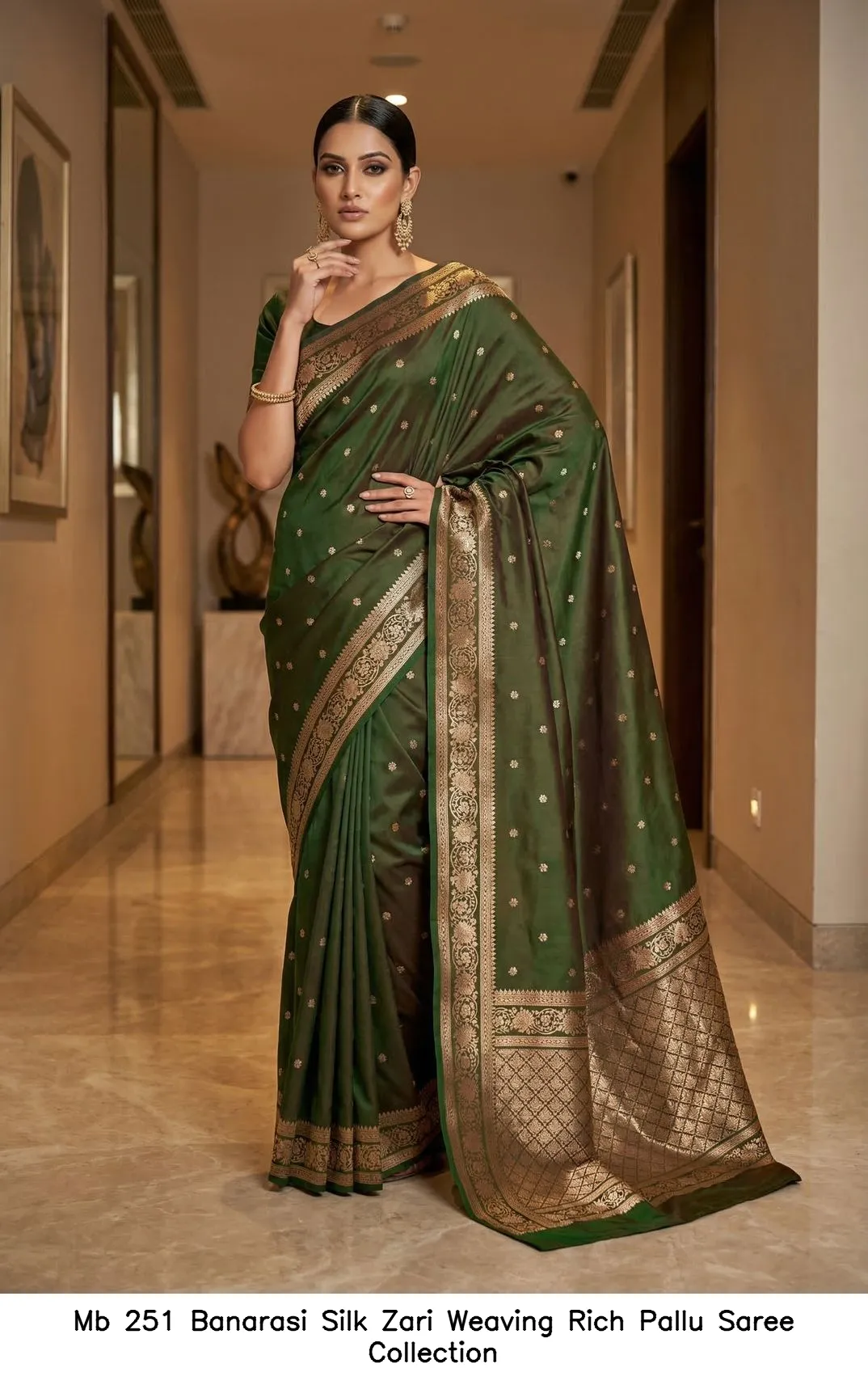 Mb 251 Banarasi Silk Zari Weaving Rich Pallu Saree Collection - Image 6